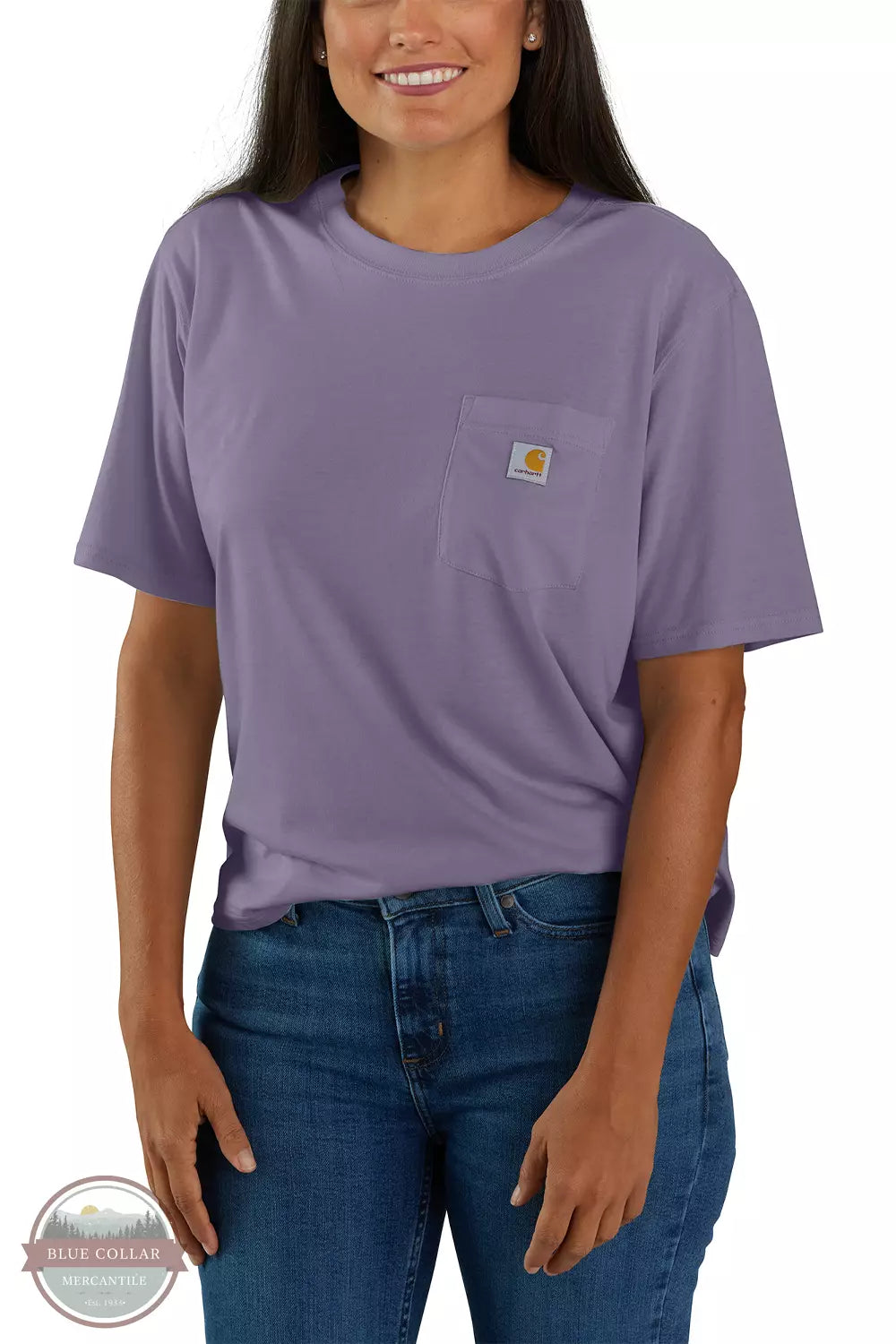 Carhartt 106122 Tencel Fiber Loose Fit Short Sleeve T-Shirt Lavender Mist Front View