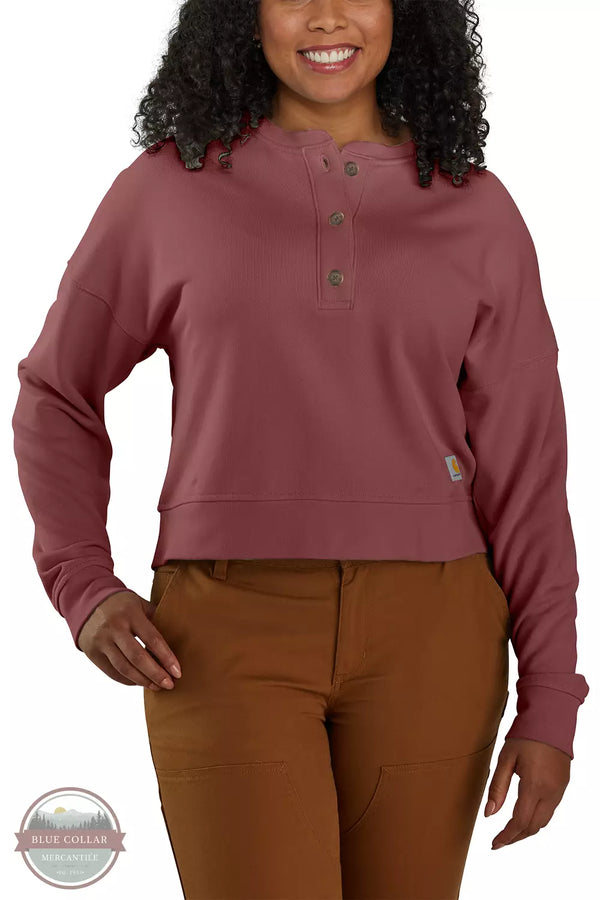 Carhartt 106182 Loose Fit Midweight French Terry Henley Sweatshirt Apple Butter Front View