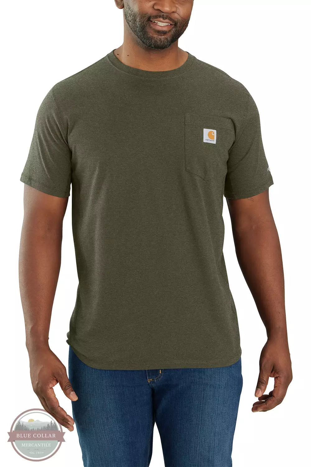 Carhartt 106652 Force Relaxed Fit Midweight Short Sleeve T-Shirt Basil Heather Front View