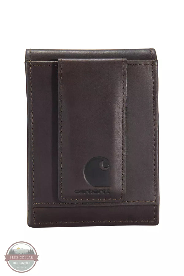 Carhartt B0000221 Oil Tan Leather Front Pocket Bi-Fold Wallet Money Clip Back View
