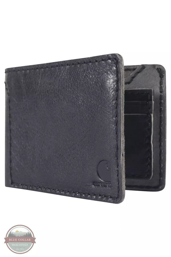 Carhartt B0000400 Patina Leather Bi-Fold Wallet Black Front View