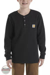 Carhartt CA6441-K01 Long Sleeve Henley Pocket T-Shirt in Caviar Black Front View