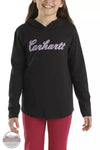 Carhartt CA9981 Long Sleeve Hooded Cursive Logo T-Shirt  Black Caviar Front View