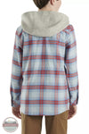 Carhartt CE8197-B346 Long Sleeve Flannel Button Front Hooded Shirt in Cashmere Blue Back View
