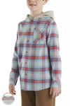 Carhartt CE8197-B346 Long Sleeve Flannel Button Front Hooded Shirt in Cashmere Blue Profile View