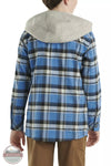 Carhartt CE8199-Q44 Long Sleeve Flannel Button Front Hooded Shirt in Electric Blue Lemonade Back View