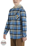 Carhartt CE8199-Q44 Long Sleeve Flannel Button Front Hooded Shirt in Electric Blue Lemonade Profile View