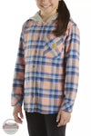 Carhartt CE9149-P399 Long Sleeve Flannel Button Front Hooded Shirt in Peach Amber Profile View