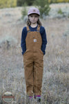 Carhartt CM8603-D15 Youth Duck Bib Overalls in Carhartt Brown Life Front View