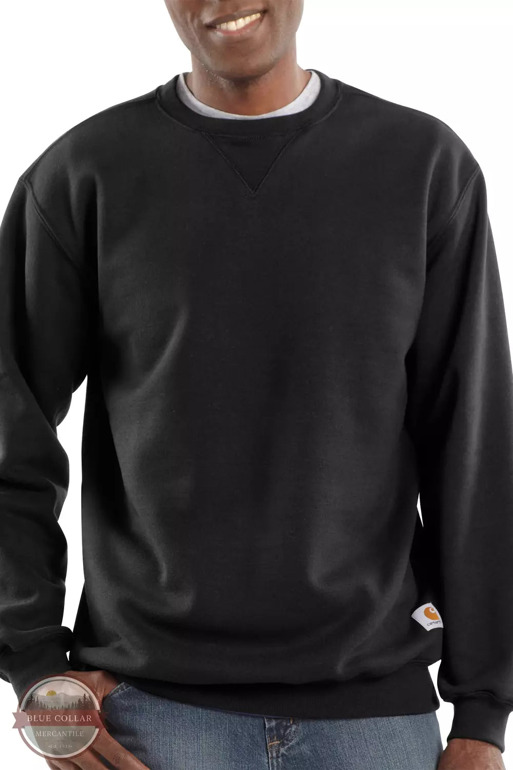 Carhartt K124 Varsity Crewneck Sweatshirt Black Front View