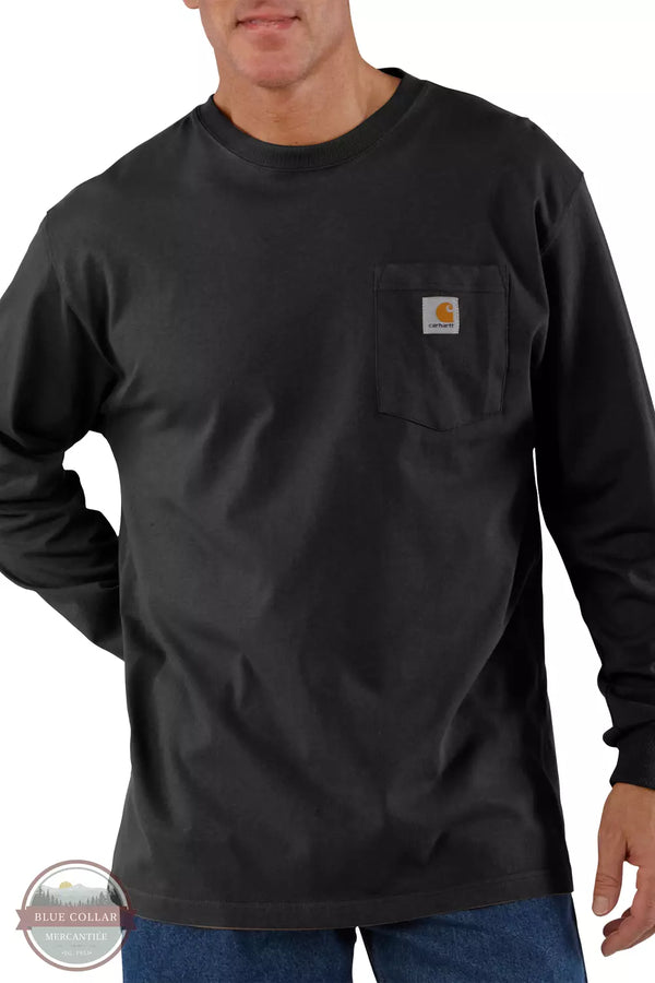 Carhartt K126 Loose Fit Heavyweight Pocket Long Sleeve T-Shirt Black Front View
