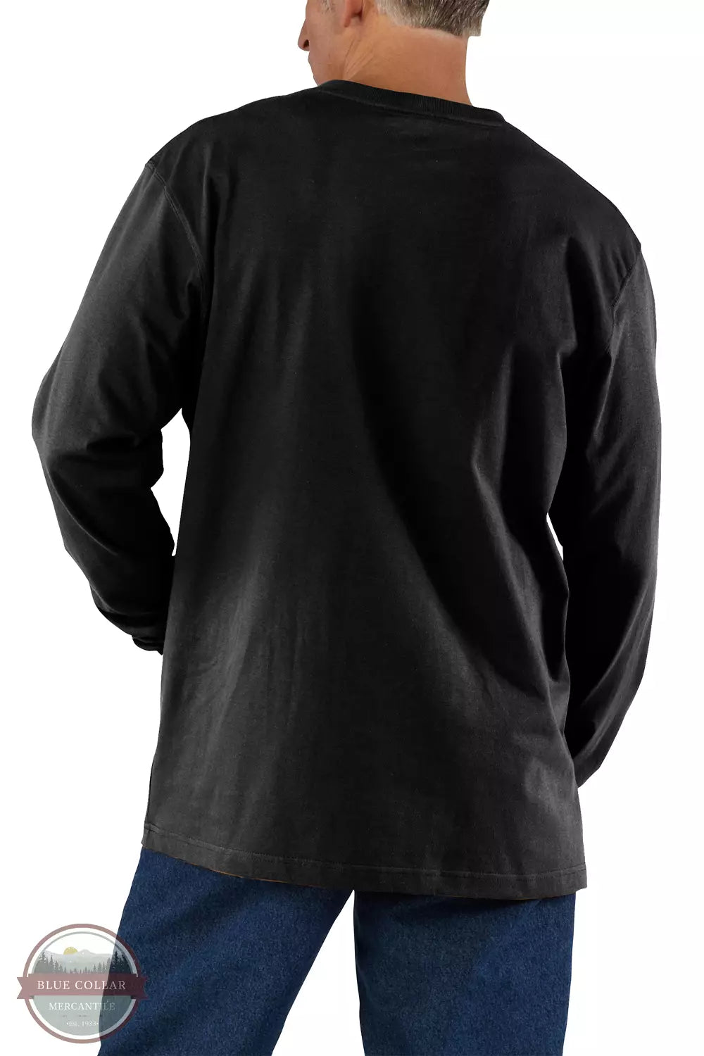 Carhartt K126 Loose Fit Heavyweight Pocket Long Sleeve T-Shirt Black Back View