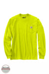 Carhartt K126 Loose Fit Heavyweight Pocket Long Sleeve T-Shirt Brite Lime Front View