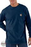 Carhartt K126 Loose Fit Heavyweight Pocket Long Sleeve T-Shirt Navy Front View