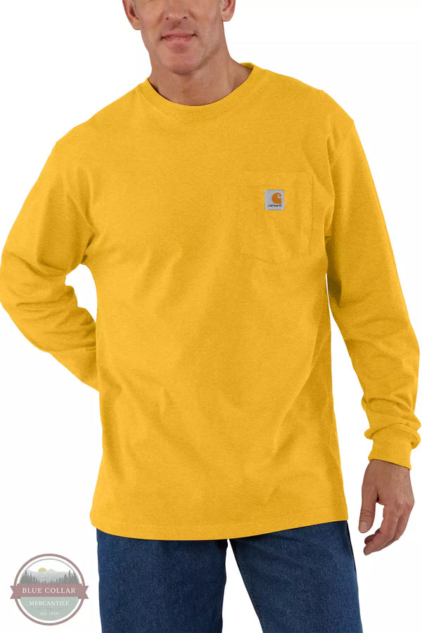 Carhartt K126 Loose Fit Heavyweight Pocket Long Sleeve T-Shirt Honeycomb Heather Front View