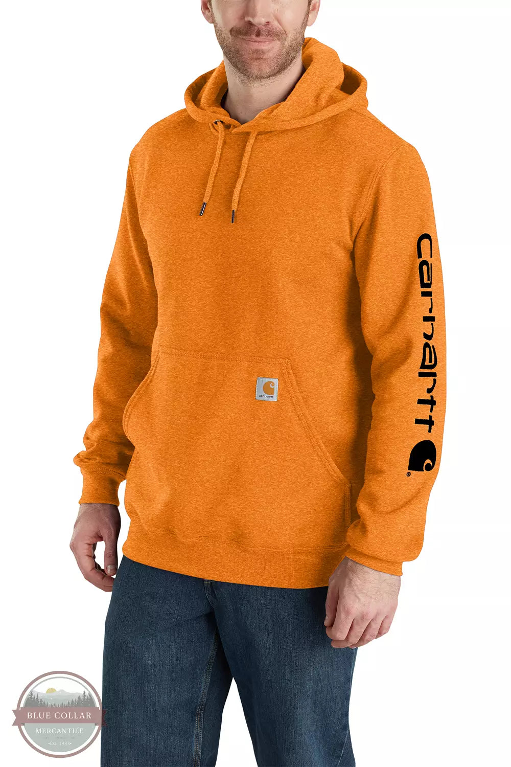 Carhartt K288 Loose Fit Midweight Logo Sleeve Hoodie Fall Season Marmalade Heather Front View