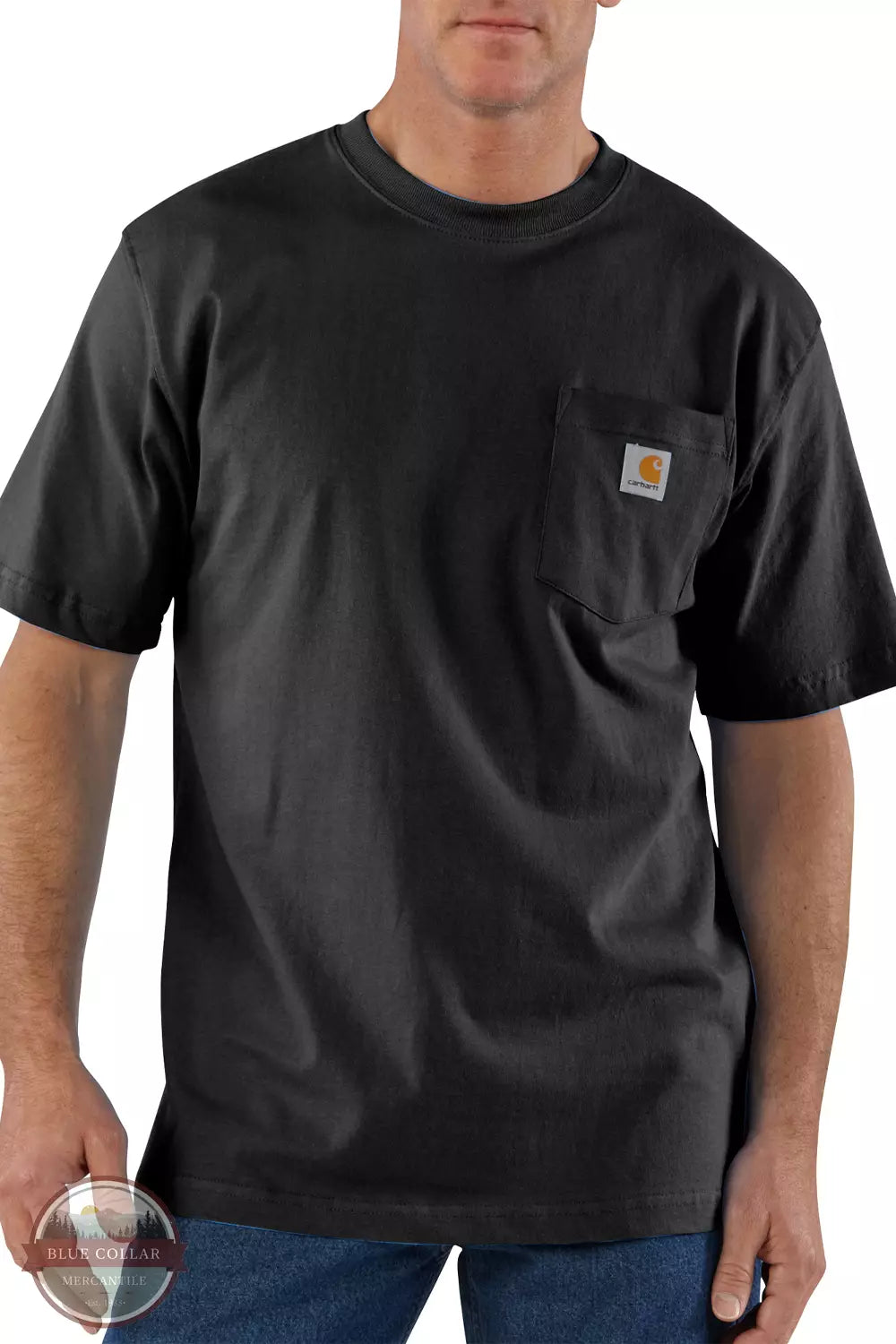 Carhartt K87 Loose Fit Heavyweight Short Sleeve Pocket T-Shirt Big and Tall Basic Colors Black Front View