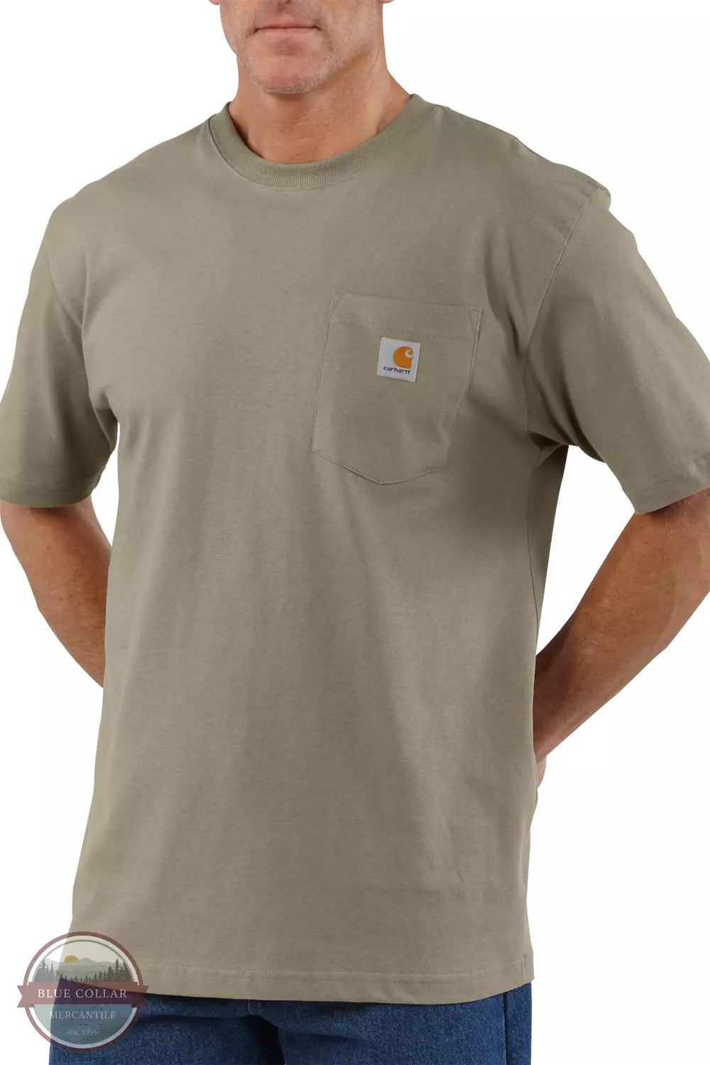 Carhartt K87 Loose Fit Heavyweight Short Sleeve Pocket T-Shirt Big and Tall Basic Colors Desert Front View
