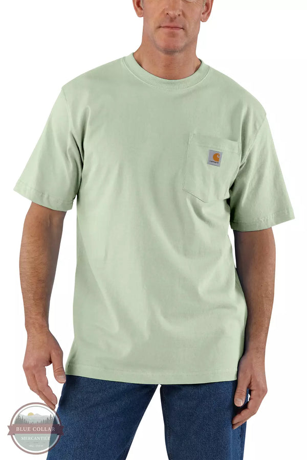 Carhartt K87 Loose Fit Heavyweight Short Sleeve T-Shirt Fall Season Tender Greens Front VIew