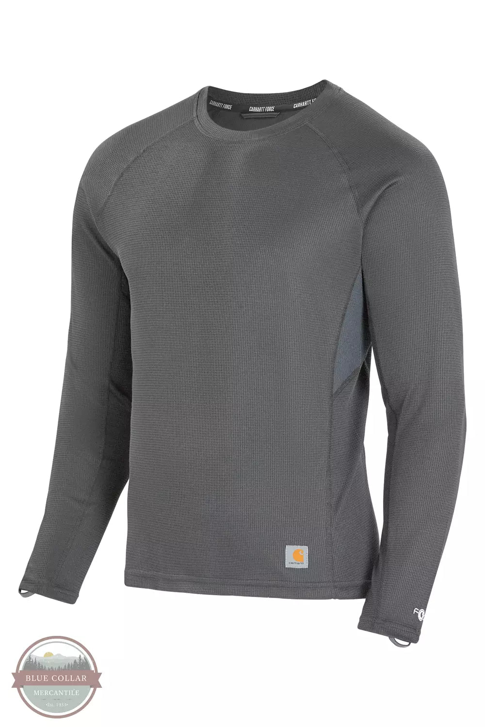 Carhartt UM0223M Force Midweight Micro-Grid Long Sleeve Base Layer Top Asphalt Front View