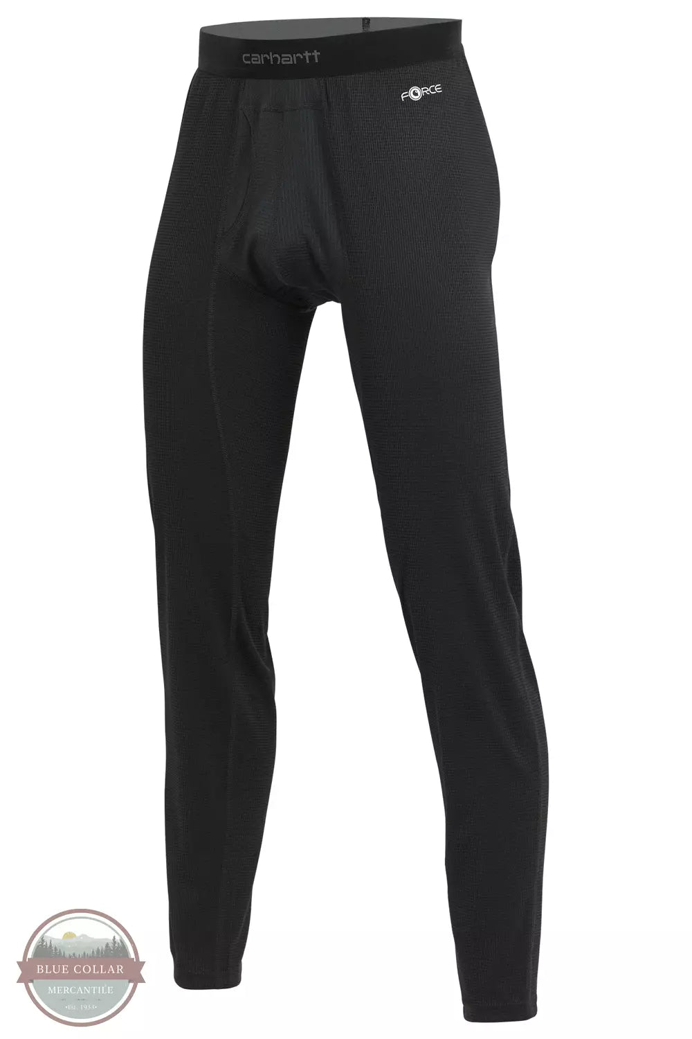Carhartt UM0224M-BLK Force Midweight Micro-Grid Base Layer Pants in Black Front View