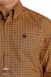 Cinch MTW1105669 Gold Diamond Print Long Sleeve Button Down Shirt Detail View