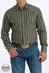 Cinch MTW1303072 Olive Stripe Print Long Sleeve Western Snap Shirt Front View