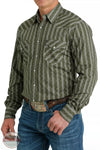 Cinch MTW1303072 Olive Stripe Print Long Sleeve Western Snap Shirt Side View