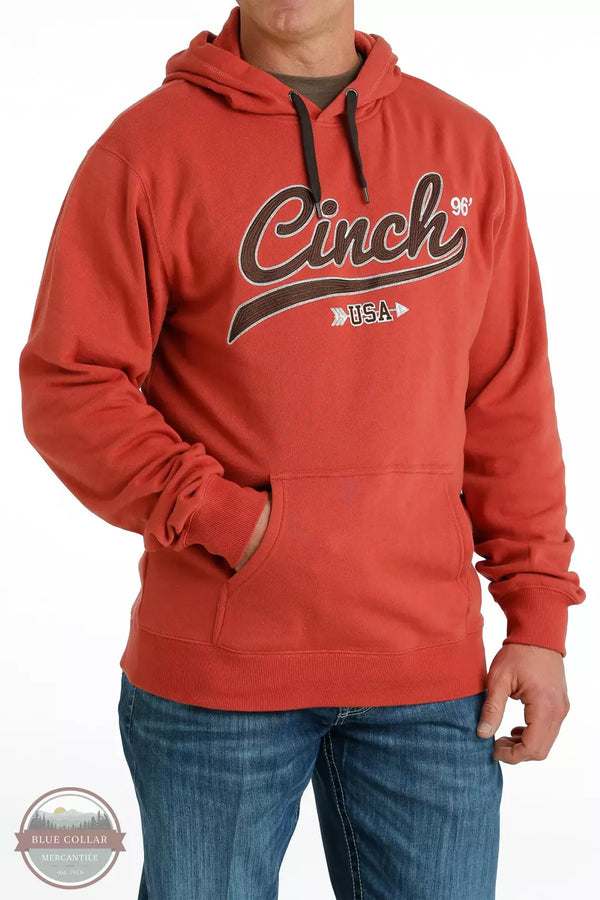Cinch MWK1206027 RED Cinch Logo Hoodie in Red Profile View
