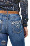 Cruel CB72754071 IND Hannah Moderate Rise Slim Bootcut Jeans in Dark Stonewash Back Detail View