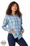 Dickies FL075 Plaid Flannel Long Sleeve Shirt Clear Blue Orchard Front View