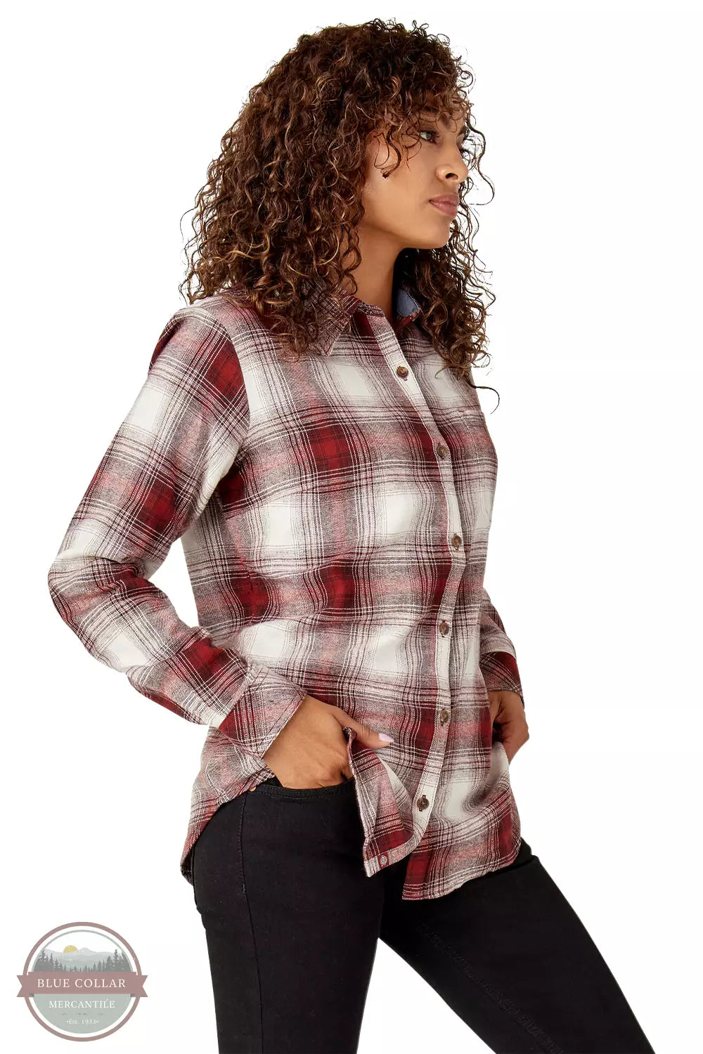 Dickies FL075 Plaid Flannel Long Sleeve Shirt Fired Brick Ombre Front View