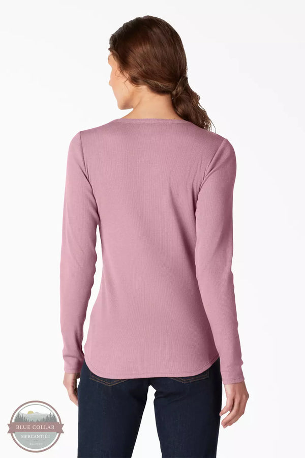 Dickies FL097 Henley Long Sleeve Shirt Dusty Orchid Back View