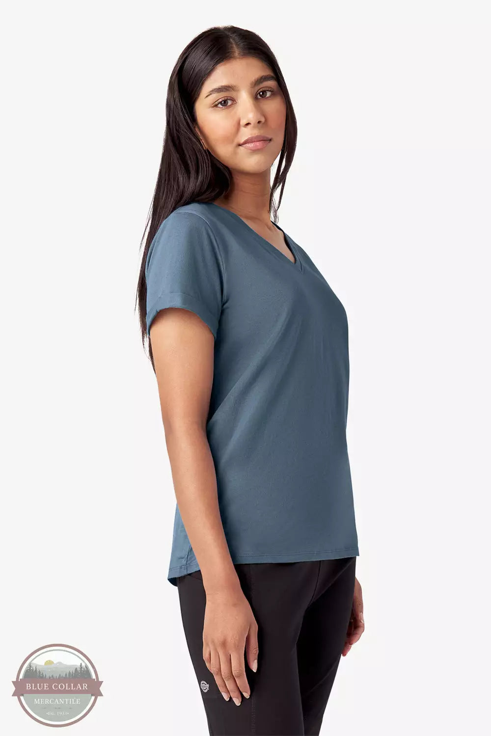 Dickies FS306 V-Neck T-Shirt Coronet Blue Profile View