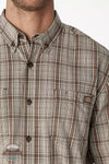 Dickies WS551 Flex Short Sleeve Woven Plaid Work Shirt Moss Backland Prairie Detail View