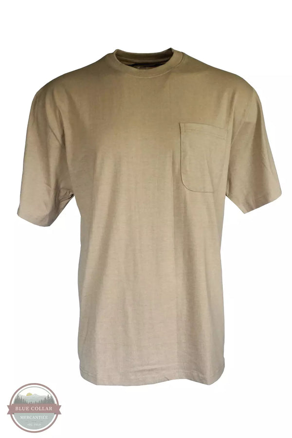 Foxfire 490 One Pocket Short Sleeve T-Shirt, Big & Tall Tan Heather Front View