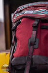 Hooey BP053BUSP Topper Backpack in Maroon with Serape Pattern and Black Accents Detail View