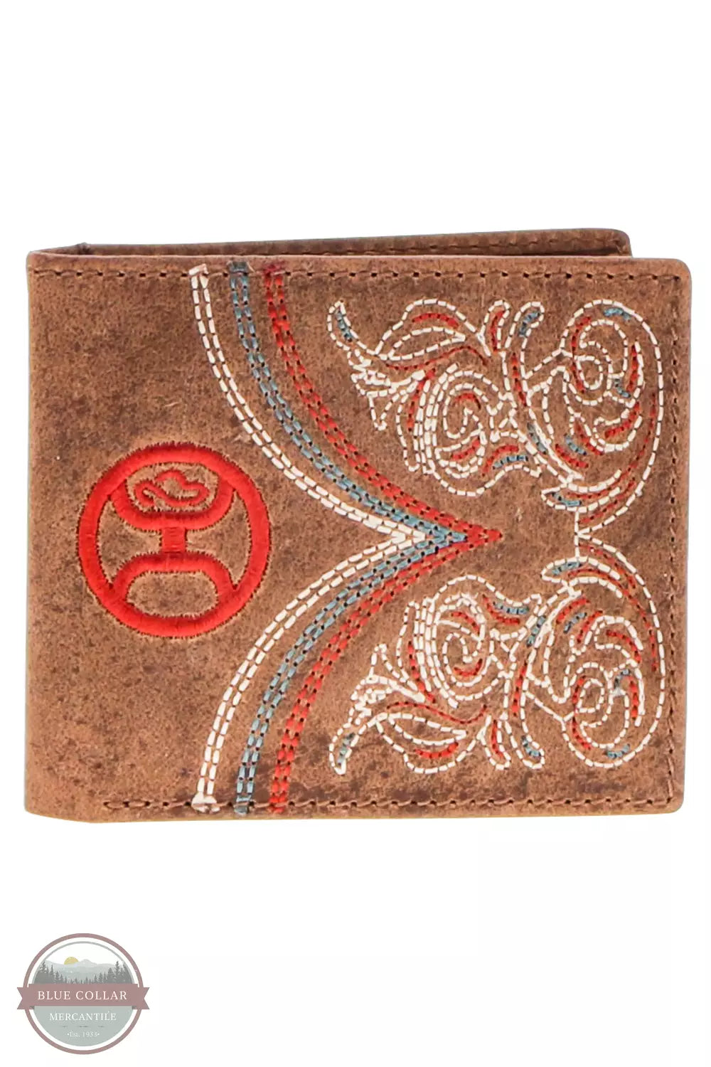 Hooey HBF016 Ranger Bi-Fold Wallet with Embroidery Tan Front View