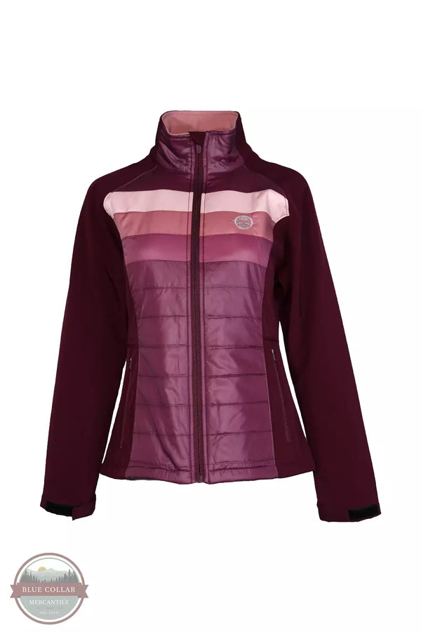 Hooey HJ102MA Softshell Jacket in Maroon with Pink Stripes Front View