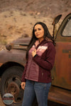 Hooey HJ102MA Softshell Jacket in Maroon with Pink Stripes Life View