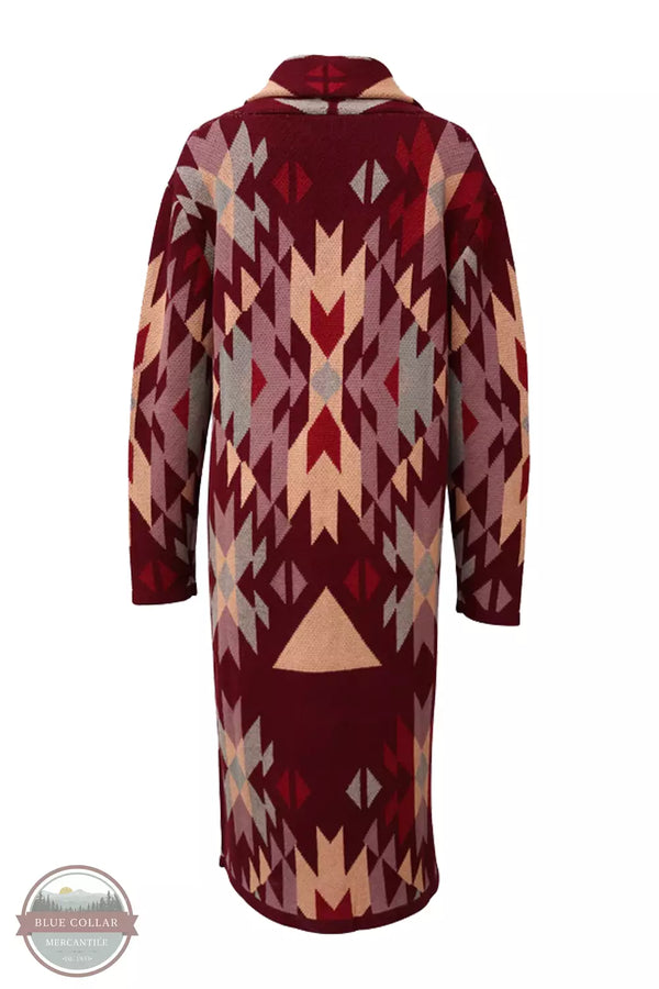 Hooey HJ104PKAZ Sweater Knit Duster in Burgundy / Tan Aztec Pattern Back View
