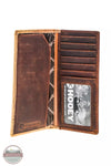 Hooey HW030-BRTN War Paint Brown/Tan Hand Tooled Aztec Feather Filigree Rodeo Checkbook Wallet Inside View