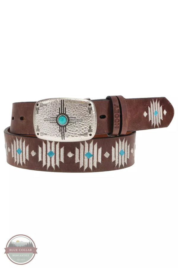 Hooey HWBLT014 Blue Diamond Belt with Turquoise and Ivory Accents Front View