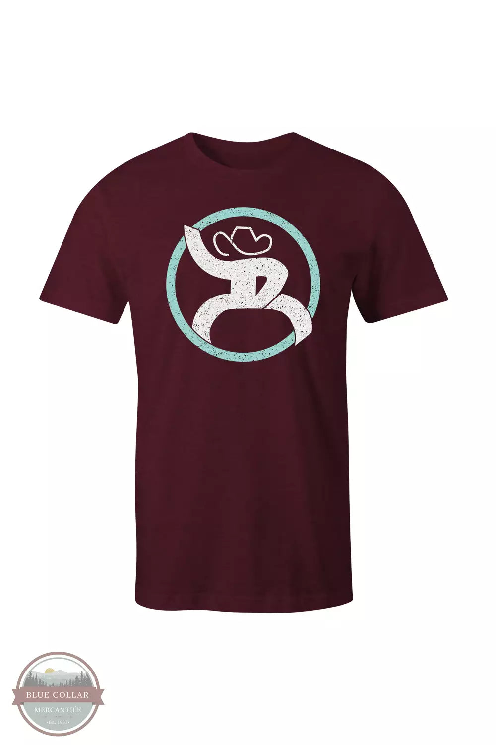 Hooey RT1516MA Strap Short Sleeve Graphic T-Shirt in Cranberry Heather Front View