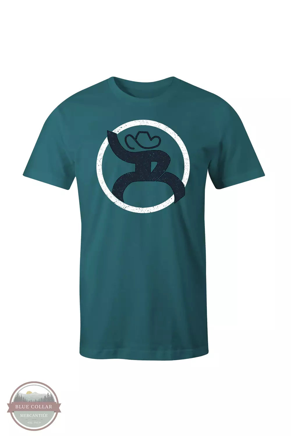 Hooey RT1516TL Strap Short Sleeve Graphic T-Shirt in Teal Heather Front View