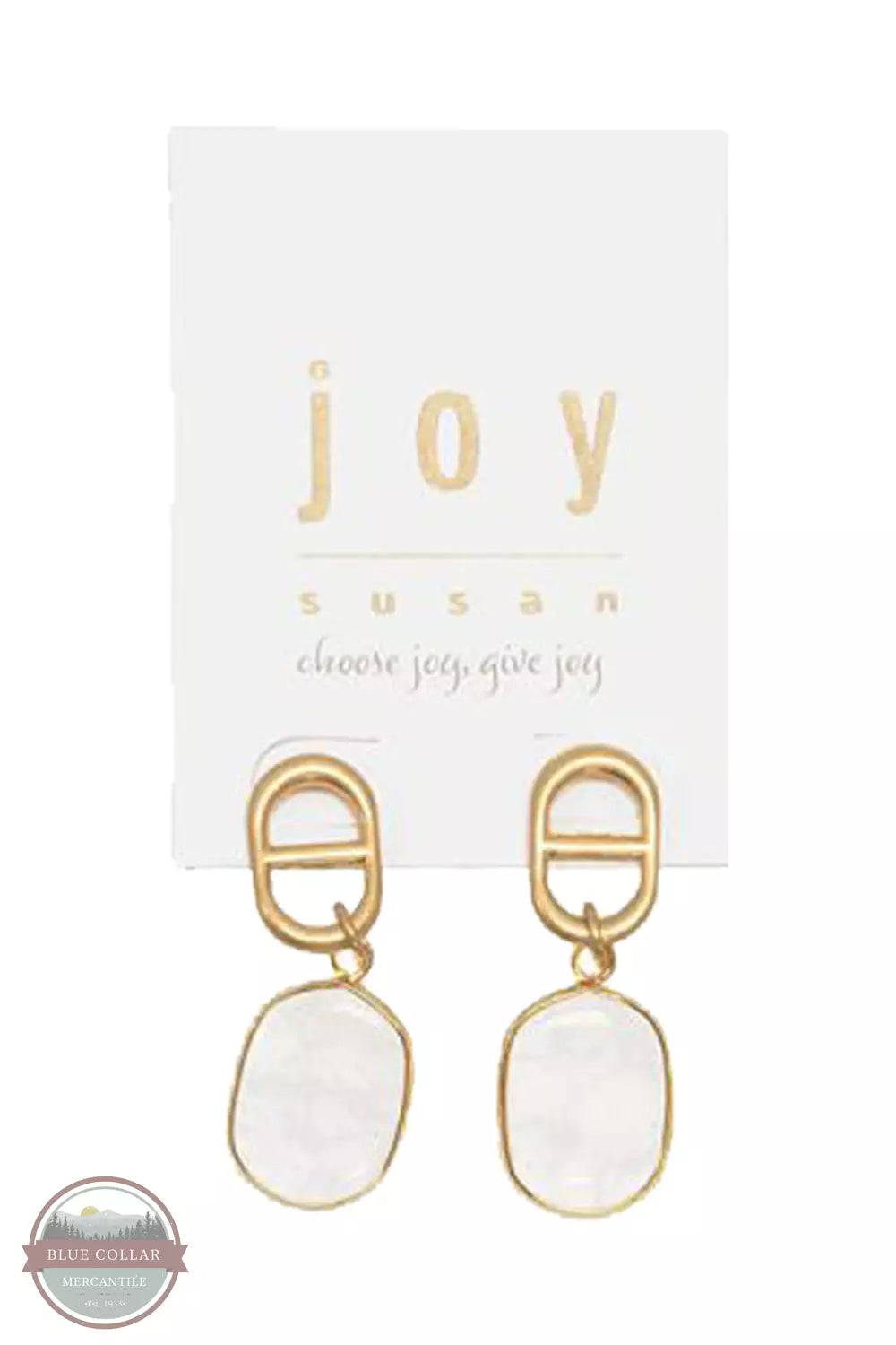Joy Susan 338-222 Clear Quartz Dangle Post Earrings Gold Front View