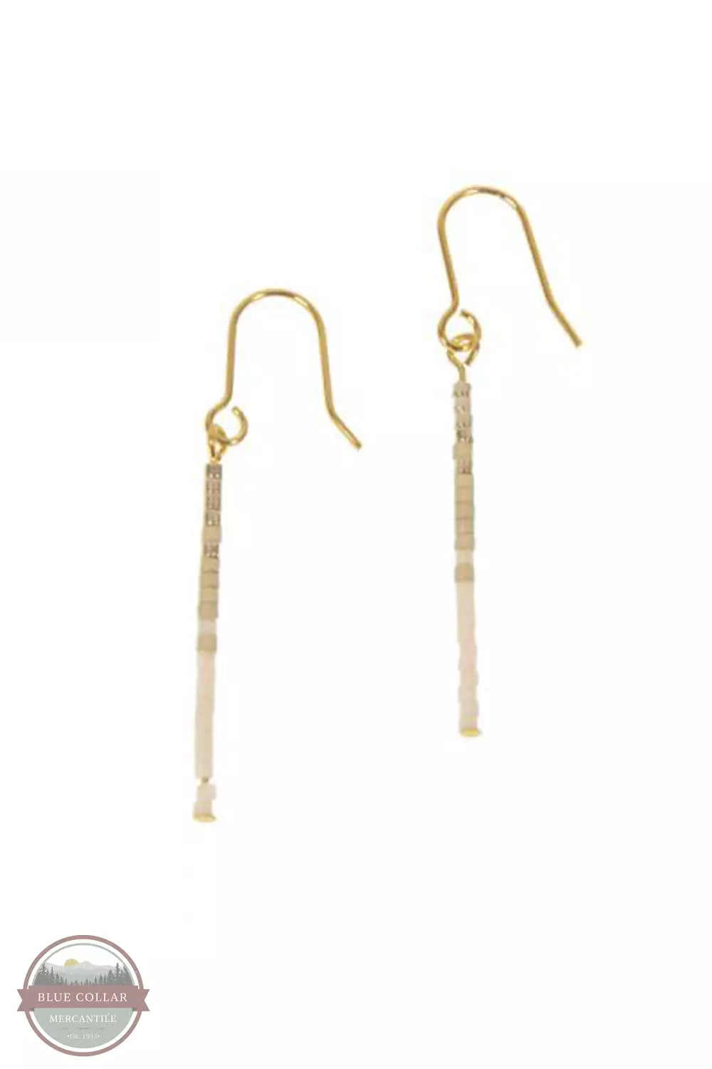 Gold Long Bar with Beads Earrings by Joy Susan 341-12