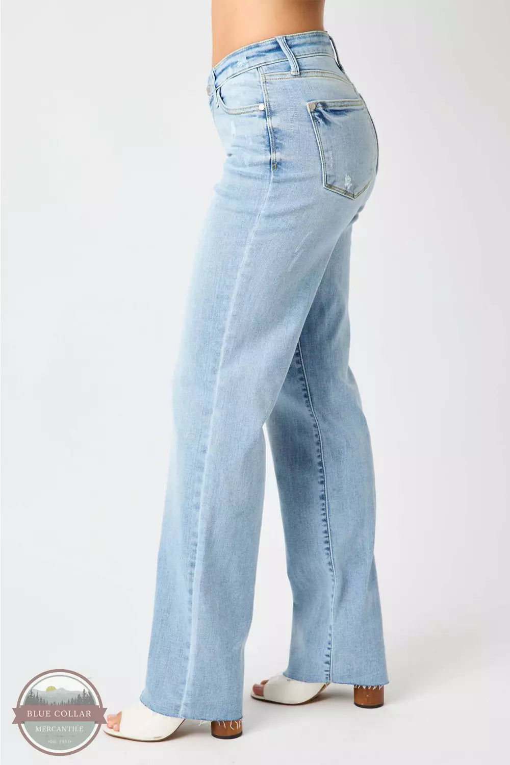 Judy Blue 82483REG High Waist V Front Waistband Straight Fit Jeans in Light Side View