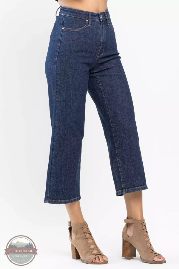 Judy Blue 88716REG Tummy Control Wide Leg Crop Jeans Detal View