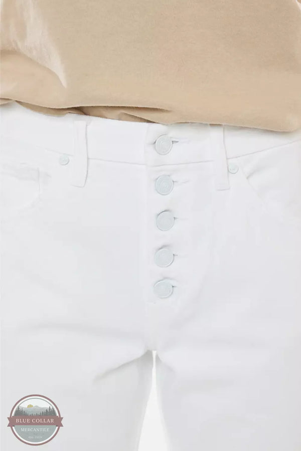 Kancan KC7392WT-OP Cammie High Rise Straight Leg Jeans in White Front Detail View